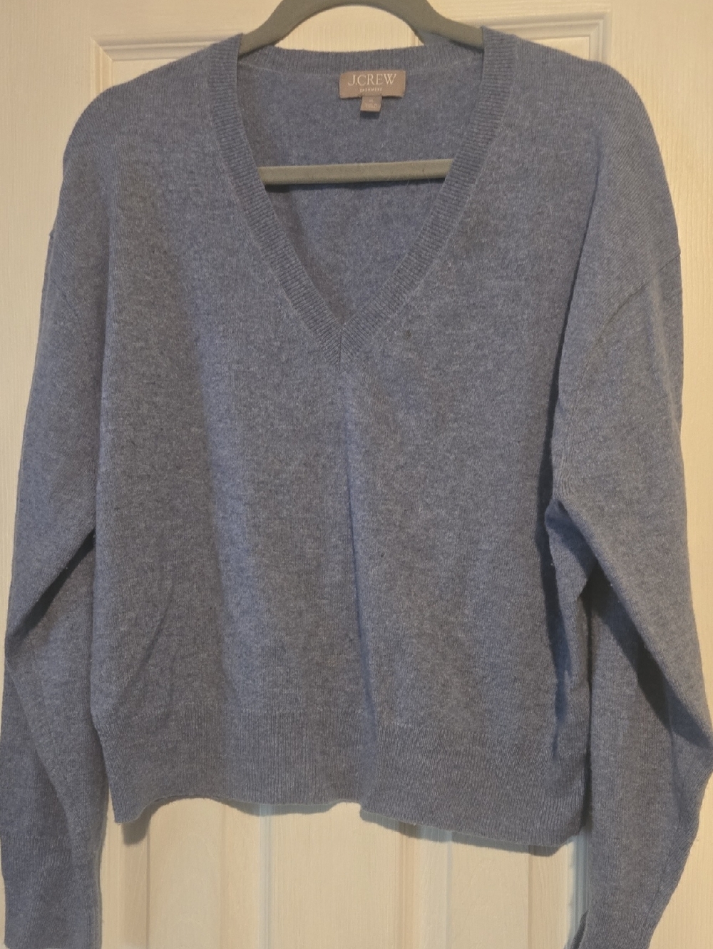 J. Crew Cashmere Cropped Relaxed V-Neck Sweater, XL